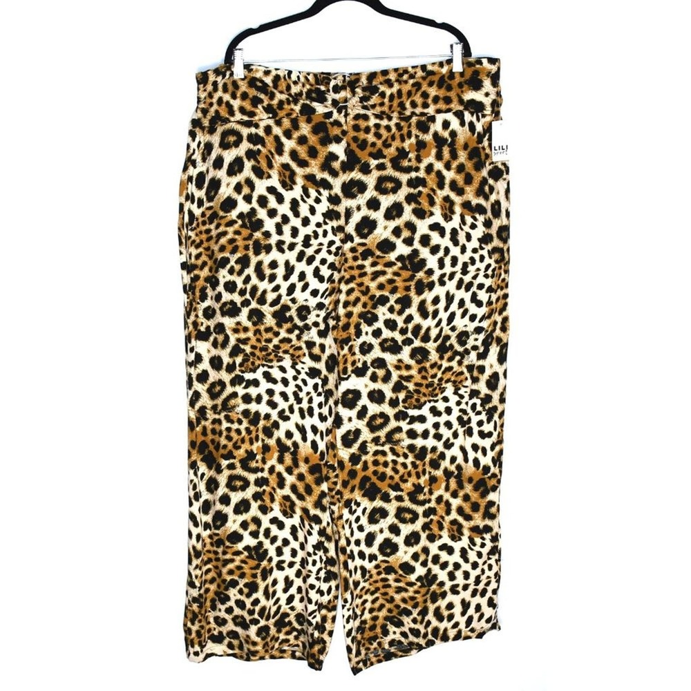 Lili Sport Wide Leg Leopard Print Palazzo Pants 3X